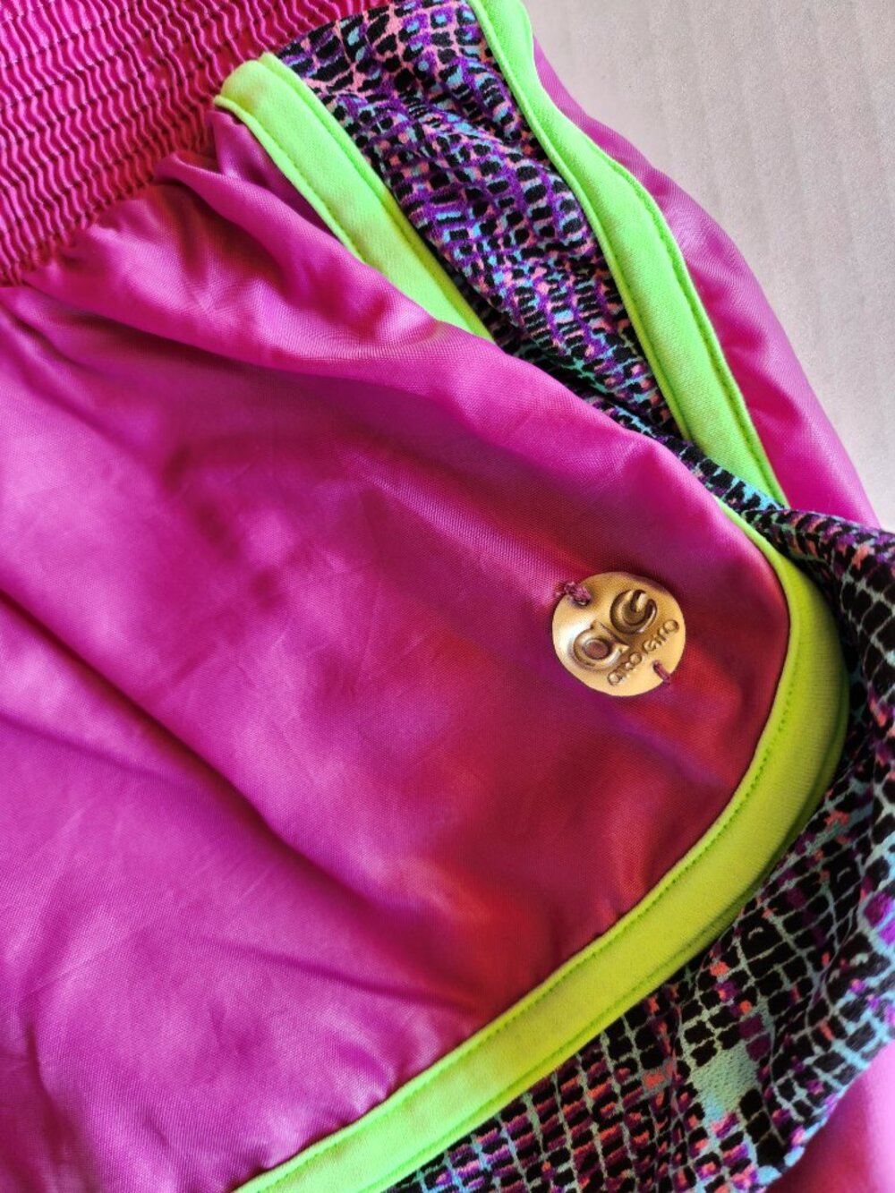 Alto Giro Brazil Athletic Layered Running Shorts Purple Neon Green Trim Size S - Picture 4 of 13